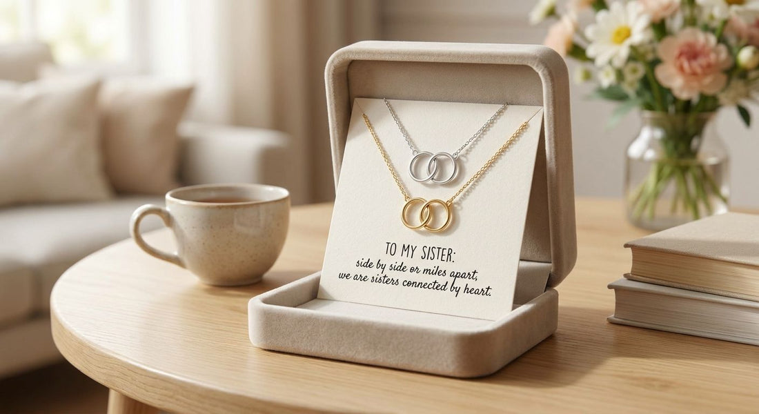 Message card necklaces for sisters
