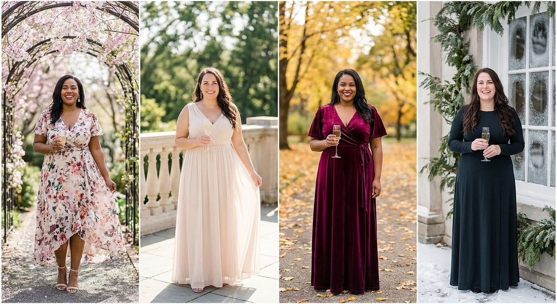 Plus size wedding guest dresses for every season