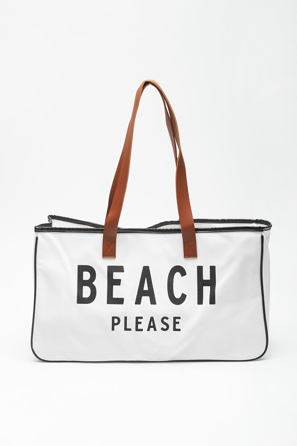 White Graphic Print Large Canvas Tote Bag - Spacious & Durable Summer Tote - Shopping Therapy, LLC Handbags