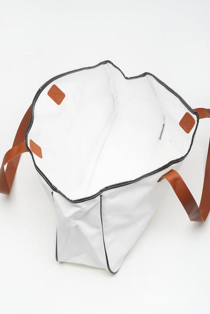 White Graphic Print Large Canvas Tote Bag - Spacious & Durable Summer Tote - Shopping Therapy, LLC Handbags