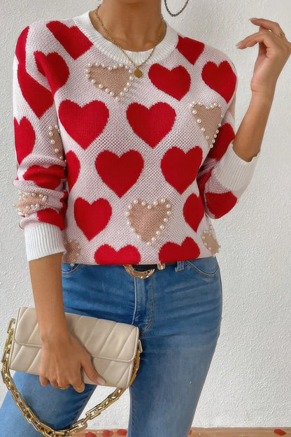Pearl Heart Knit Sweater