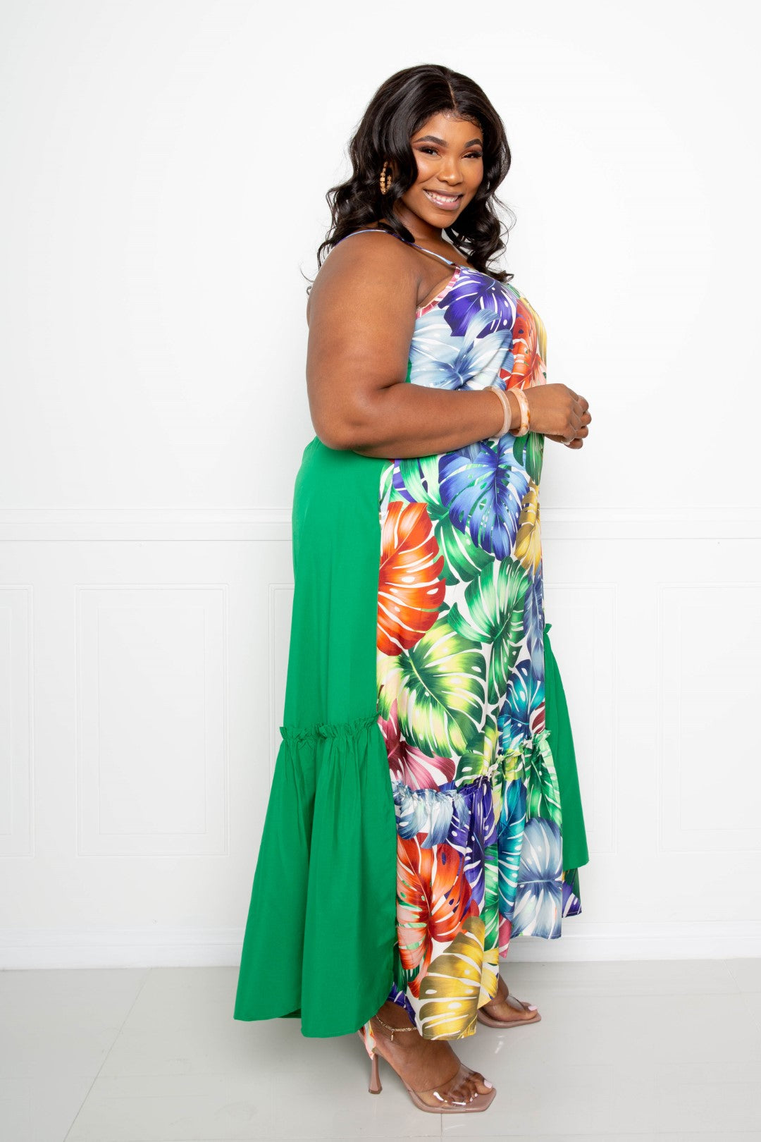 Multi-Color Tropical Maxi Dress