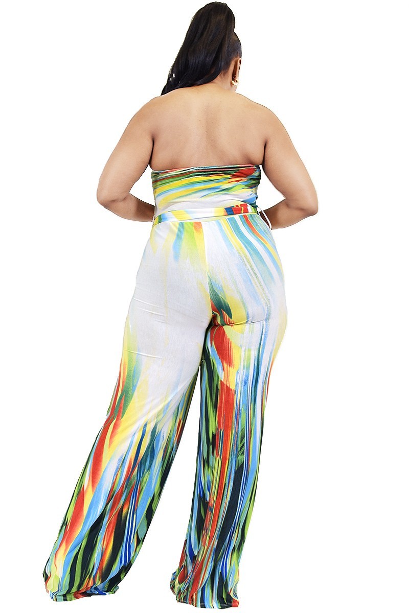 Multi-Color Off Shoulder Plus Jumpsuit