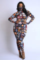 Alphabet Print Plus Size Jumpsuit