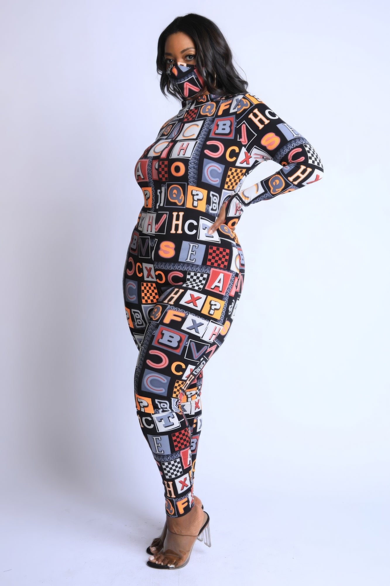 Alphabet Print Plus Size Jumpsuit