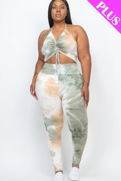 Olive Crop Top and Leggings Plus Set - Stylish & Comfortable