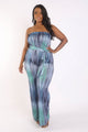 Blue Plus Size Tube Jumpsuit