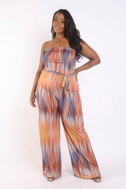 Orange Plus Size Tube Jumpsuit