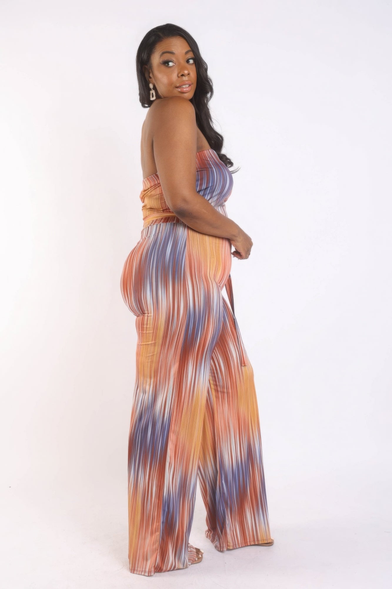 Orange Plus Size Tube Jumpsuit