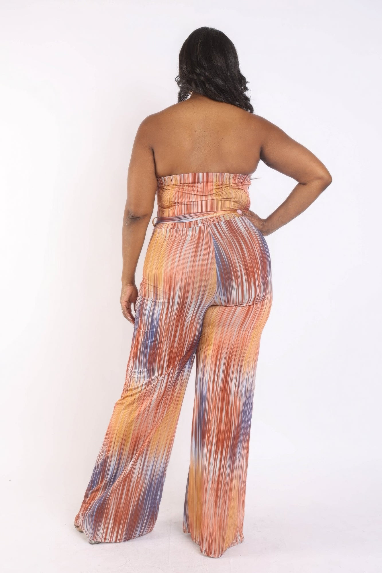 Orange Plus Size Tube Jumpsuit