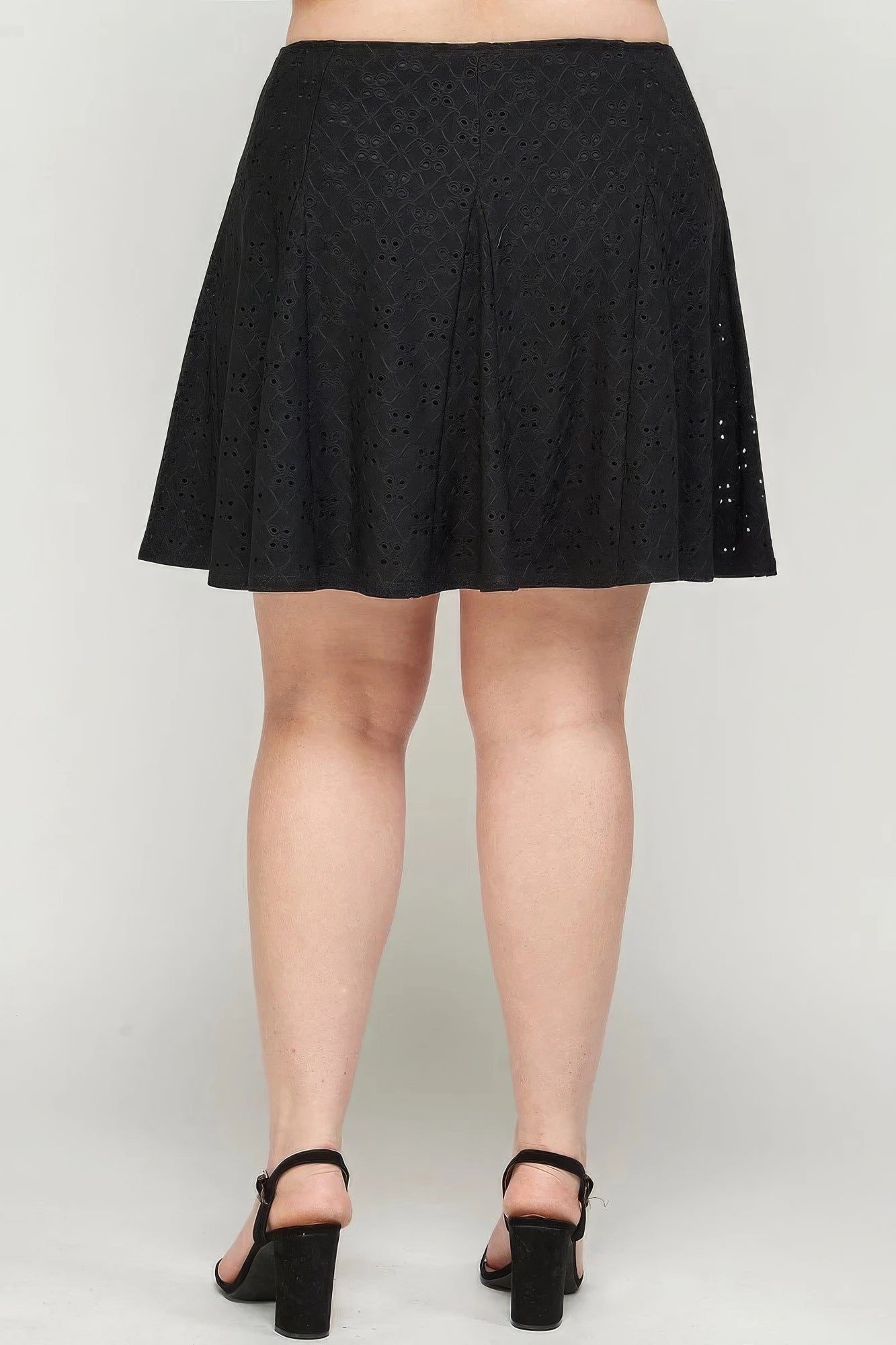 Black Plus Size Knit Eyelet A-line Skirt - Flattering Comfort & Style