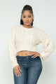 Cream Cable Pullover Long Sleeve Sweater