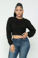 Black Cable Pullover Long Sleeve Sweater