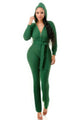 Green Straight Leg Knit Hooded Jumpsuit