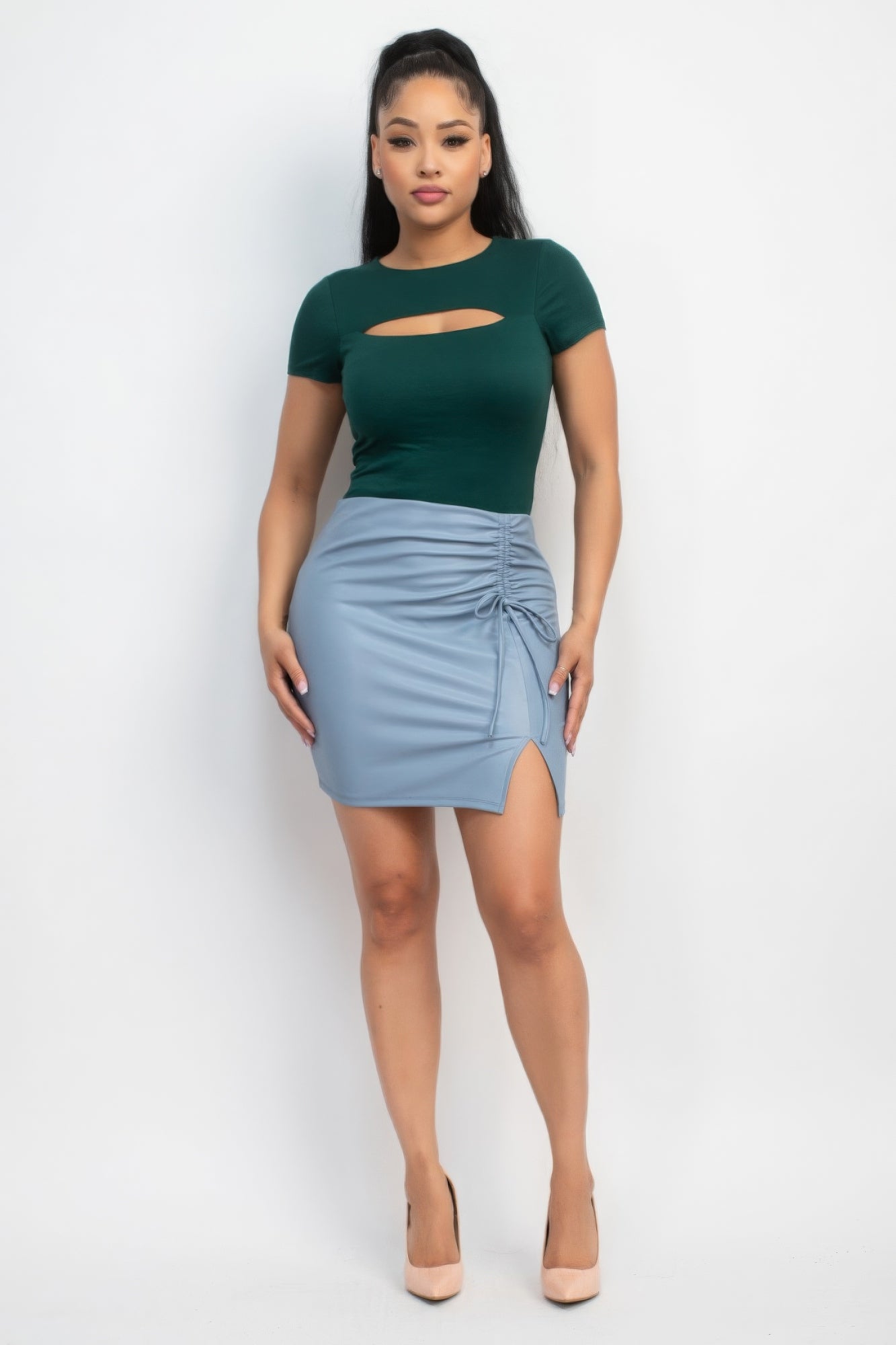 Hunter Green Short Sleeve Cut-Out Top – Stylish and Versatile Wardrobe Essential