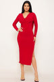 Vibrant Red Bodycon Dress with Cowl Neck and Back | Elegant & Sophisticated