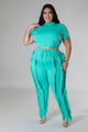 Jade Crop Top Two Piece Plus Set