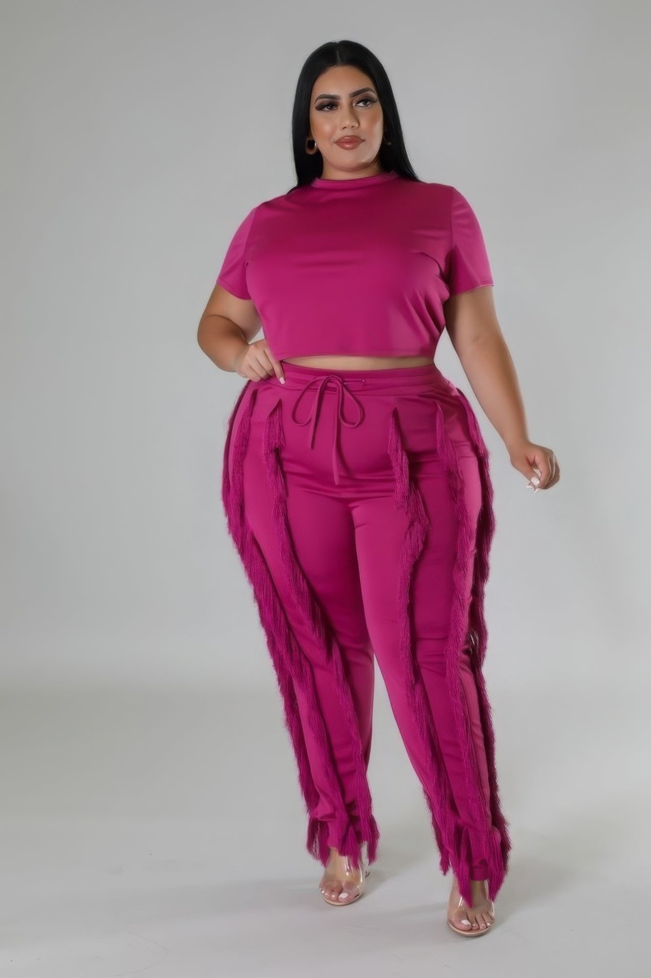 Berry Crop Top Two Piece Plus Set