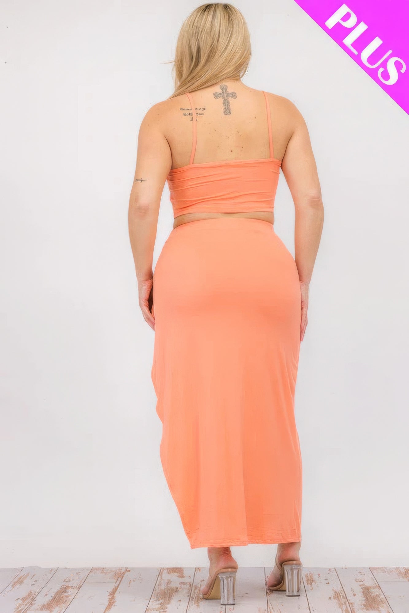 Flamingo Plus Size Crop Top & Maxi Skirt Set