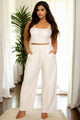 White Plus Size Bustier Cami Crop Top & Pants Set – Chic and Modern Look