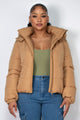 Khaki Insulated Faux Fur Hooded Jacket – Stylish Winter Wear