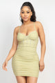 Mint Shirred Bodycon Dress