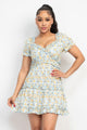 Blue Ruffled Short Sleeve Mini Floral Dress|Feminine & Flowy Style