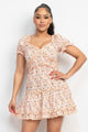 Pink Ruffled Short Sleeve Mini Floral Dress| Lightweight & Breezy