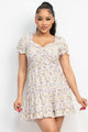 Lavender Ruffled Mini Floral Dress – Short ruffled Sleeves, A-Line Fit & V-Neck | Lightweight & Feminine