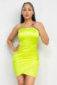 Neon Yellow Satin Asymmetrical Dress