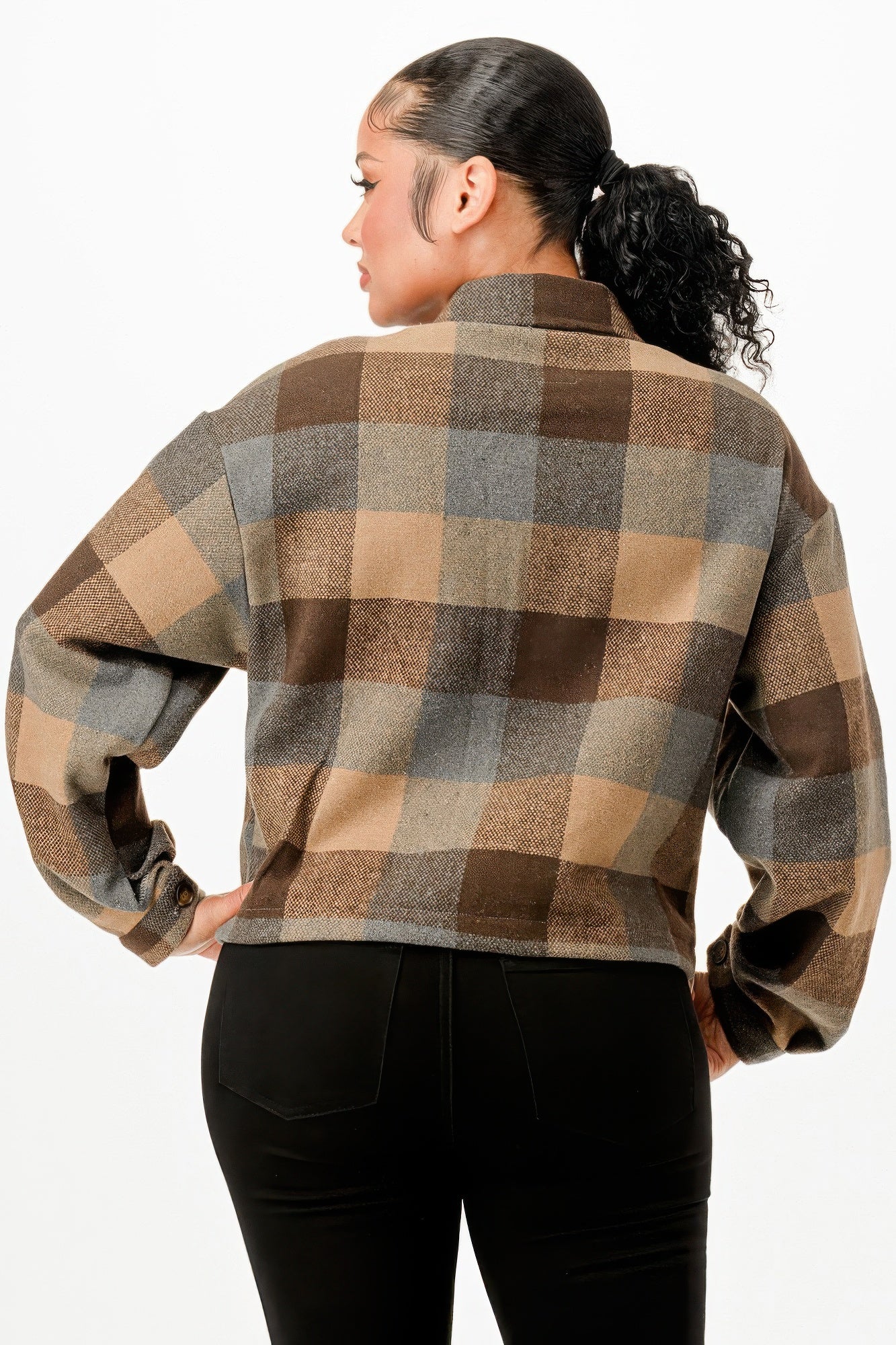 Cropped Flannel Jacket