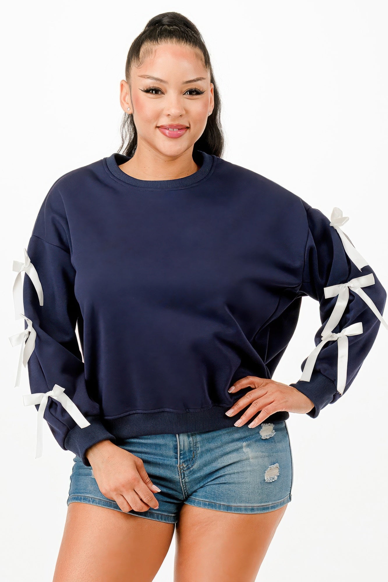Casual Sweatshirt With Bow