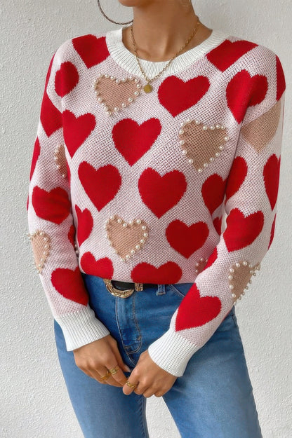 Pearl Heart Knit Sweater