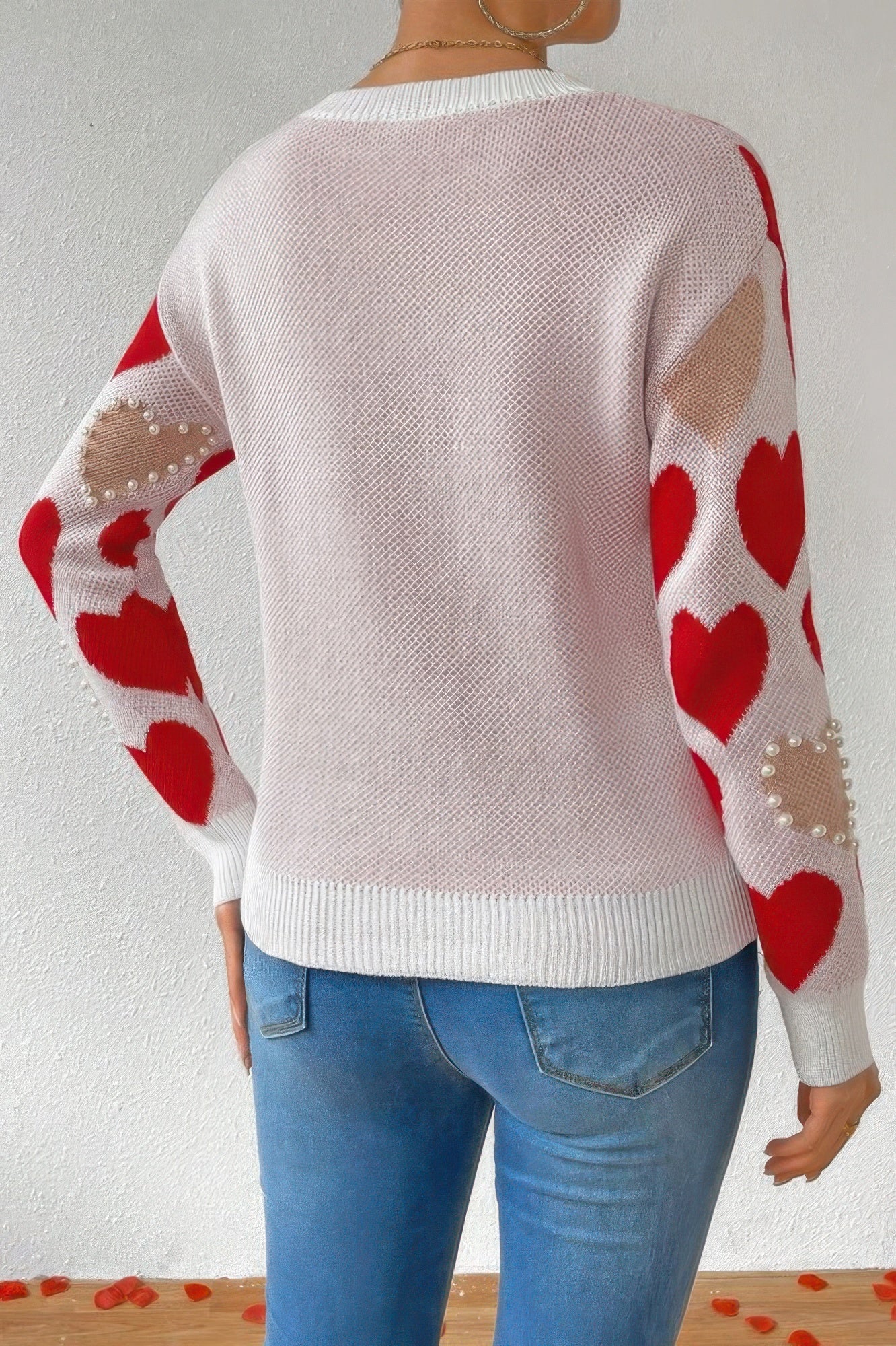 Pearl Heart Knit Sweater