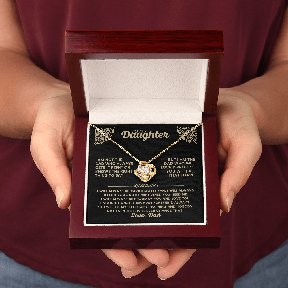 Love Knot Necklace – “Your Biggest Fan” Daughter Gift | Cubic Zirconia Pendant & Adjustable Chain