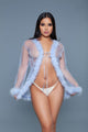 Faux Fur Trim Mesh Robe
