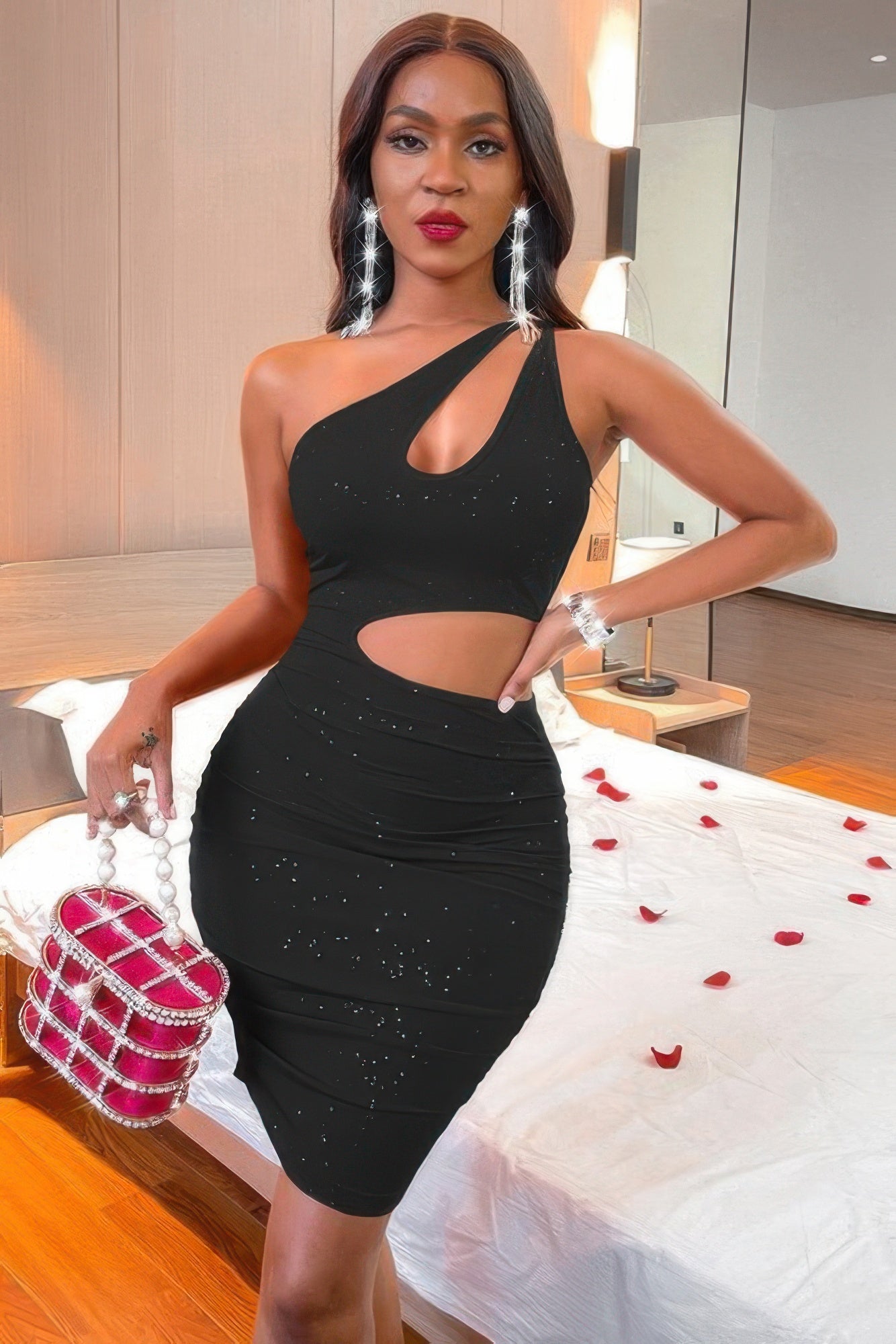 One Shoulder Cutout Bodycon Dress