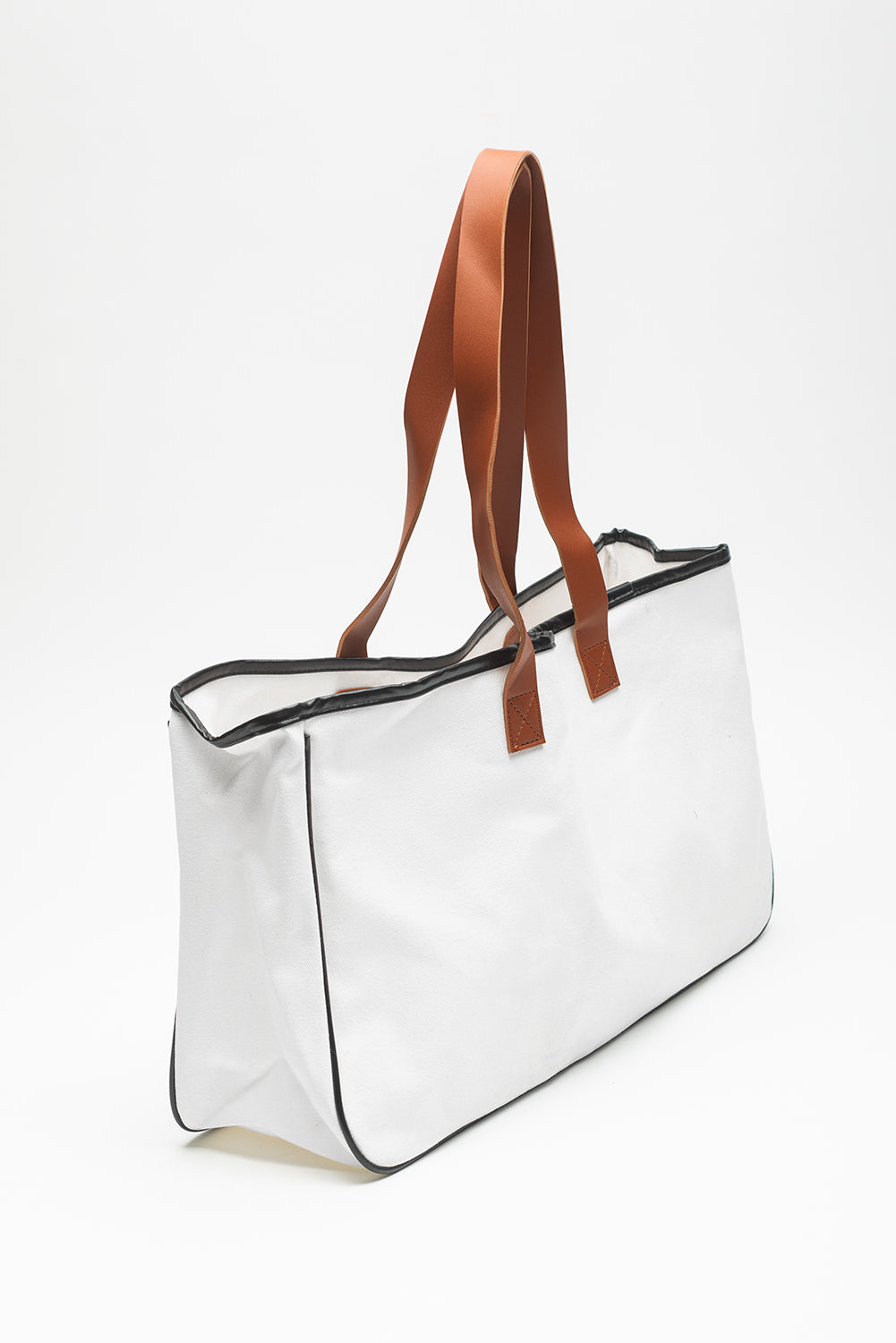 White Graphic Print Large Canvas Tote Bag - Spacious & Durable Summer Tote - Shopping Therapy, LLC Handbags