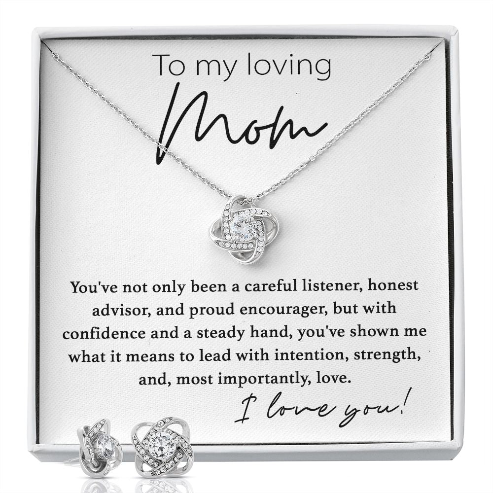 Loving Mom Love Knot Necklace And Earrings - Shopping Therapy, LLC Jewelry