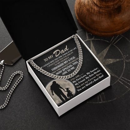World's Best Dad Cuban link Chain For Men - Shopping Therapy, LLC Jewelry