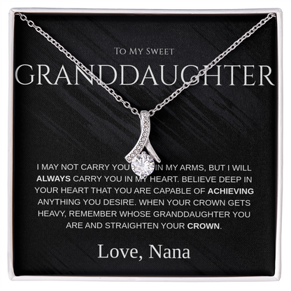 Necklace Gift For Granddaughter– “To My Sweet Granddaughter” Message Card From Grandma
