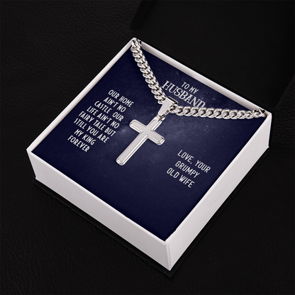 Husband's Cuban Link Chain with Artisan Cross – Valentine’s Gift