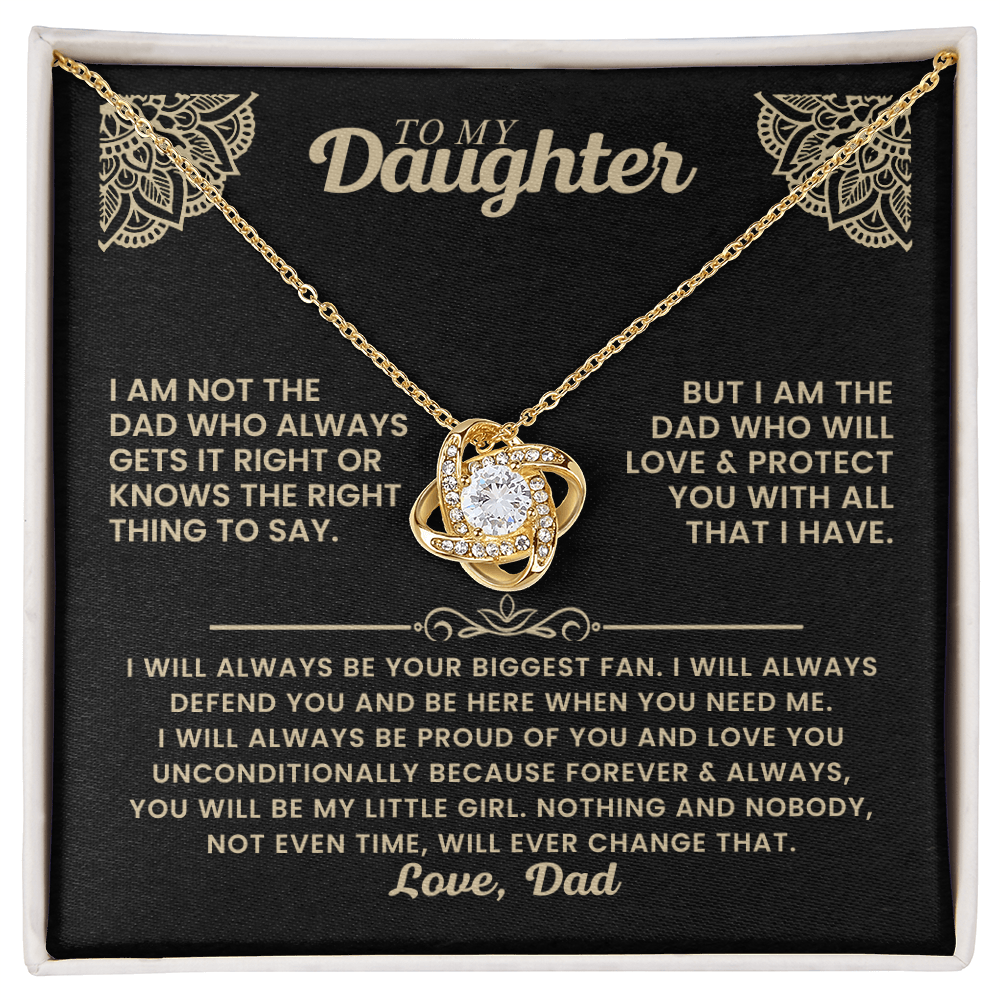 Love Knot Necklace – “Your Biggest Fan” Daughter Gift | Cubic Zirconia Pendant & Adjustable Chain