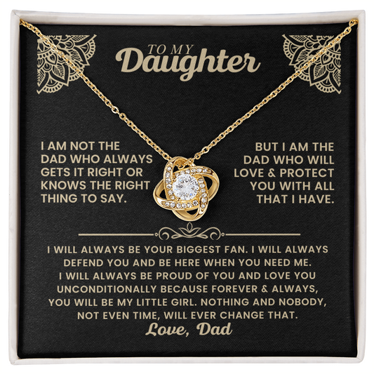 Love Knot Necklace – “Your Biggest Fan” Daughter Gift | Cubic Zirconia Pendant & Adjustable Chain