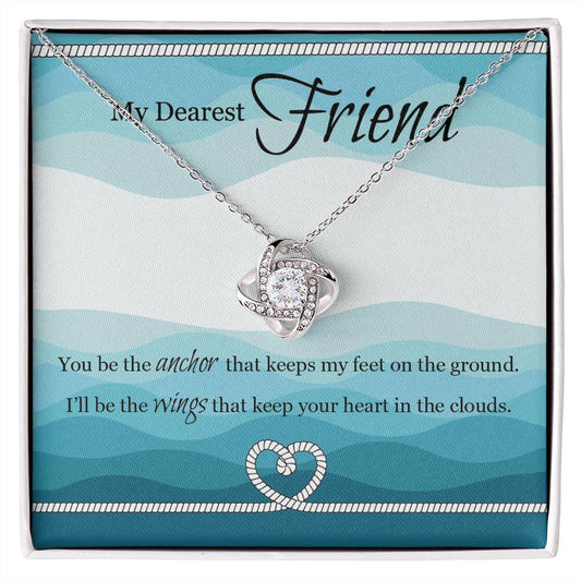 Wings That Keep Your Heart-Love Knot Friendship Necklace - Shopping Therapy 14K White Gold Finish / Standard Box Jewelry