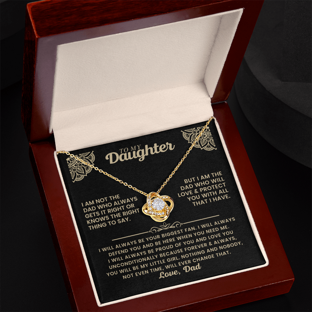 Love Knot Necklace – “Your Biggest Fan” Daughter Gift | Cubic Zirconia Pendant & Adjustable Chain