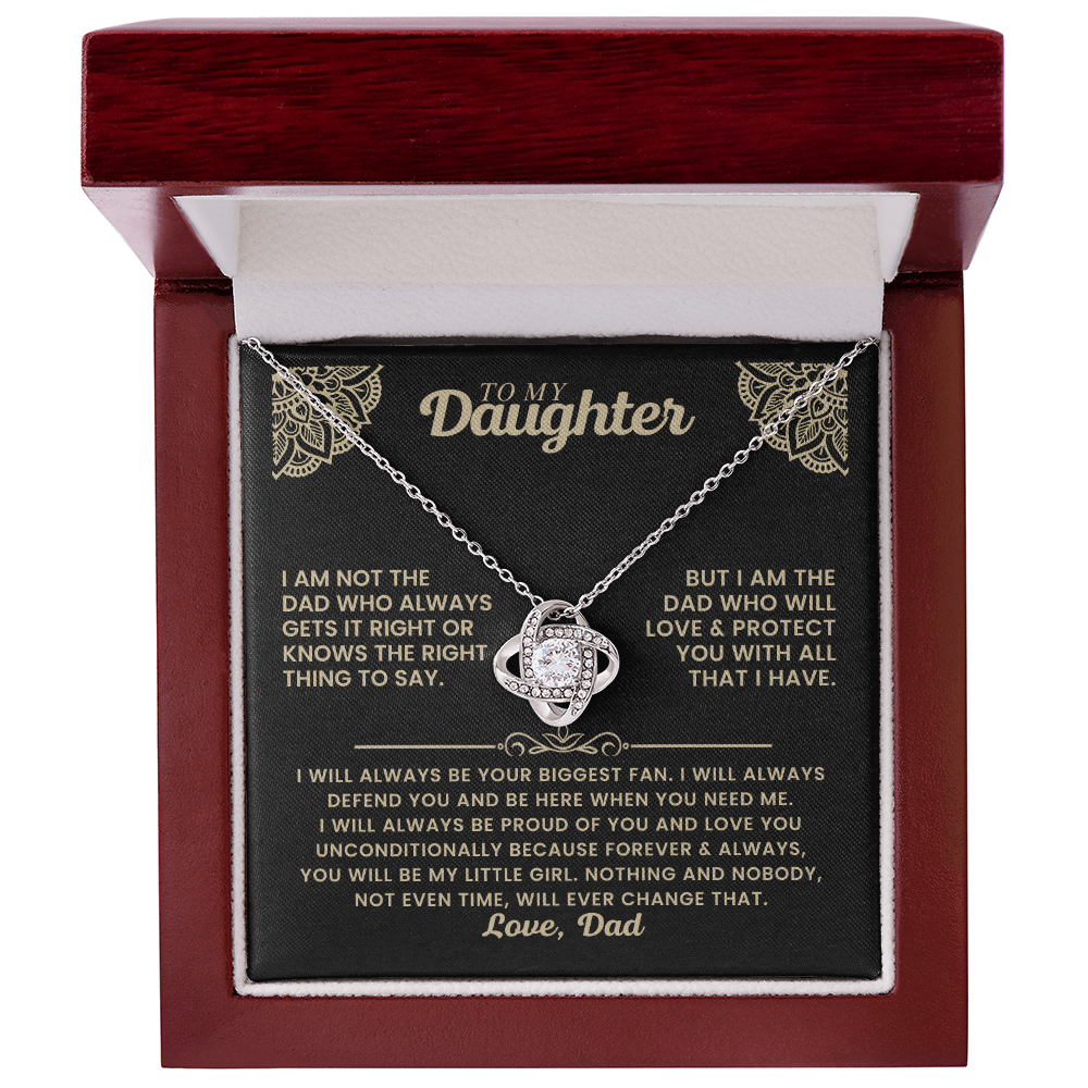Love Knot Necklace – “Your Biggest Fan” Daughter Gift | Cubic Zirconia Pendant & Adjustable Chain
