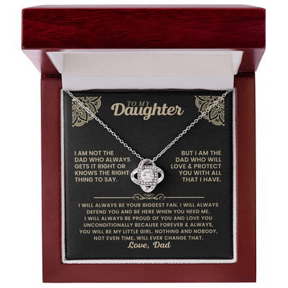 Love Knot Necklace – “Your Biggest Fan” Daughter Gift | Cubic Zirconia Pendant & Adjustable Chain