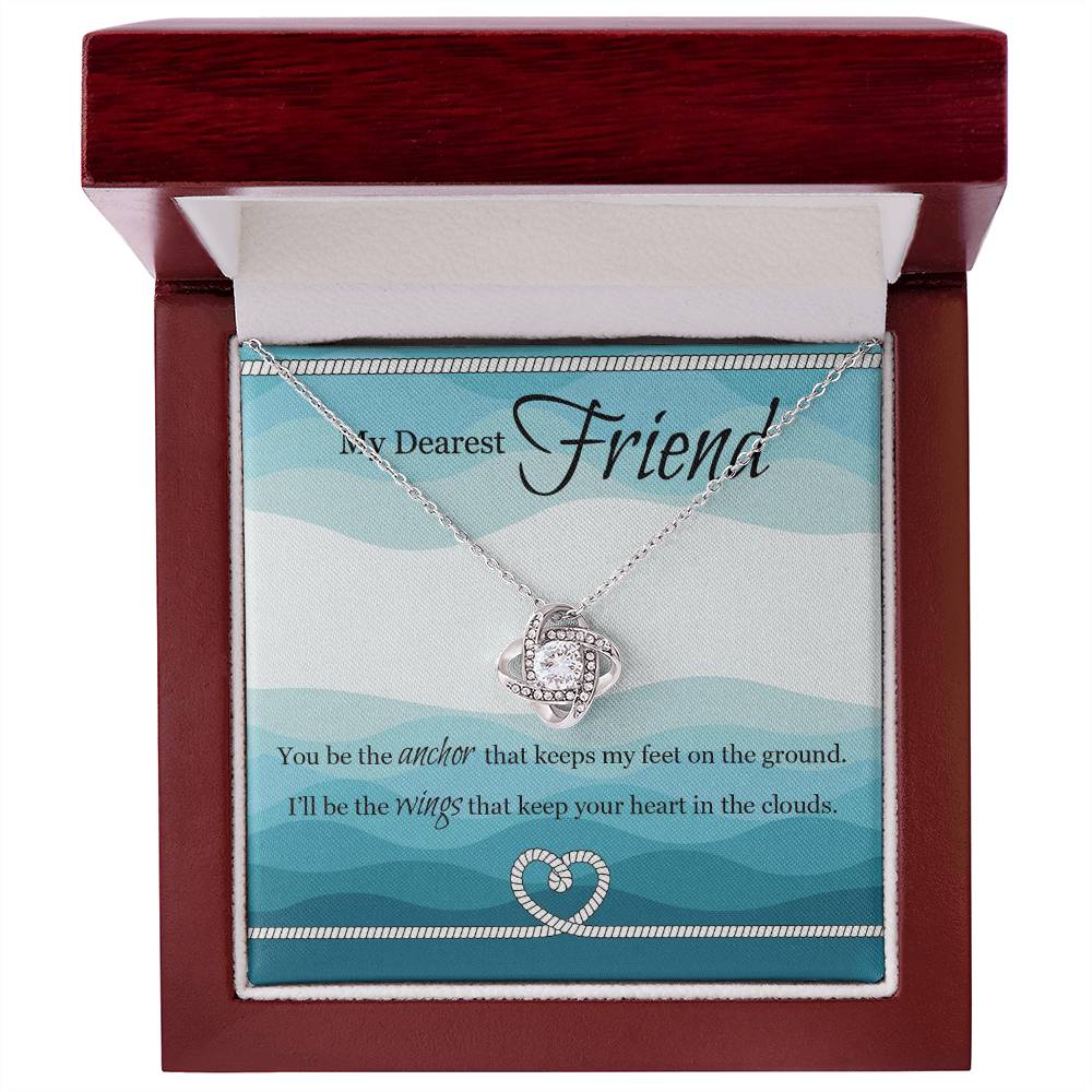 Wings That Keep Your Heart-Love Knot Friendship Necklace - Shopping Therapy 14K White Gold Finish / Luxury Box Jewelry