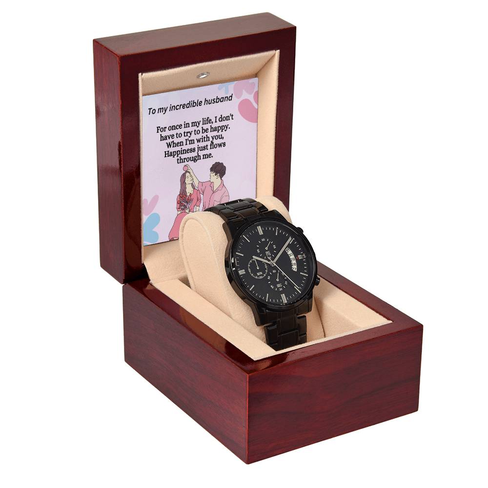 Black Chronograph Watch For Men - Shopping Therapy, LLC Men watches